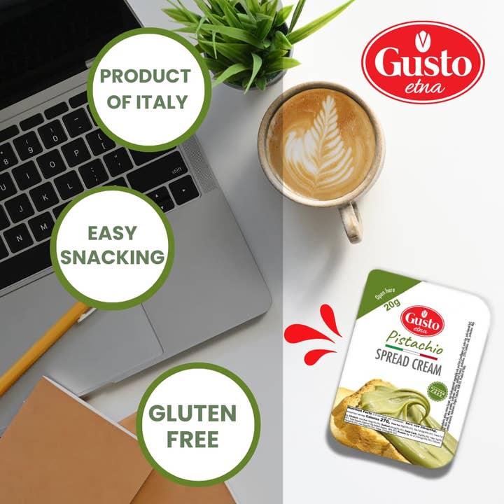Wholesale Italian Food - Wholesale Nut Butter - Gusto Etna, Pistachio Cream Cups, 40 Cups, 20 g each4