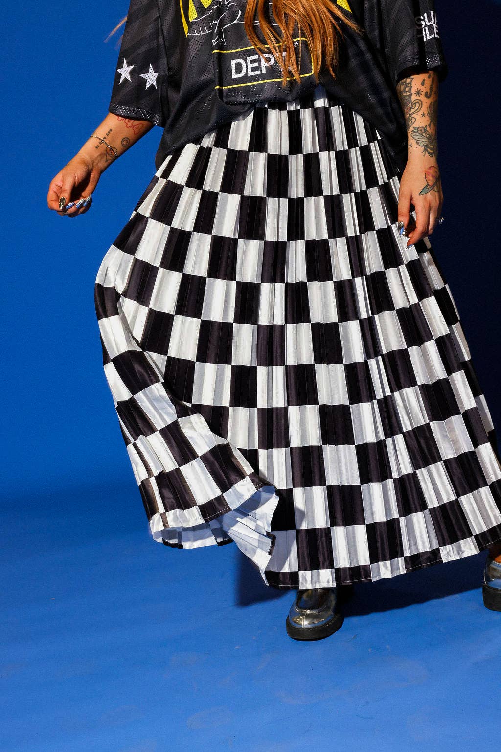 Burnt Toast - Wholesale Skirt - Women's - Victory Lap Checkered Maxi Pleated Skirt9