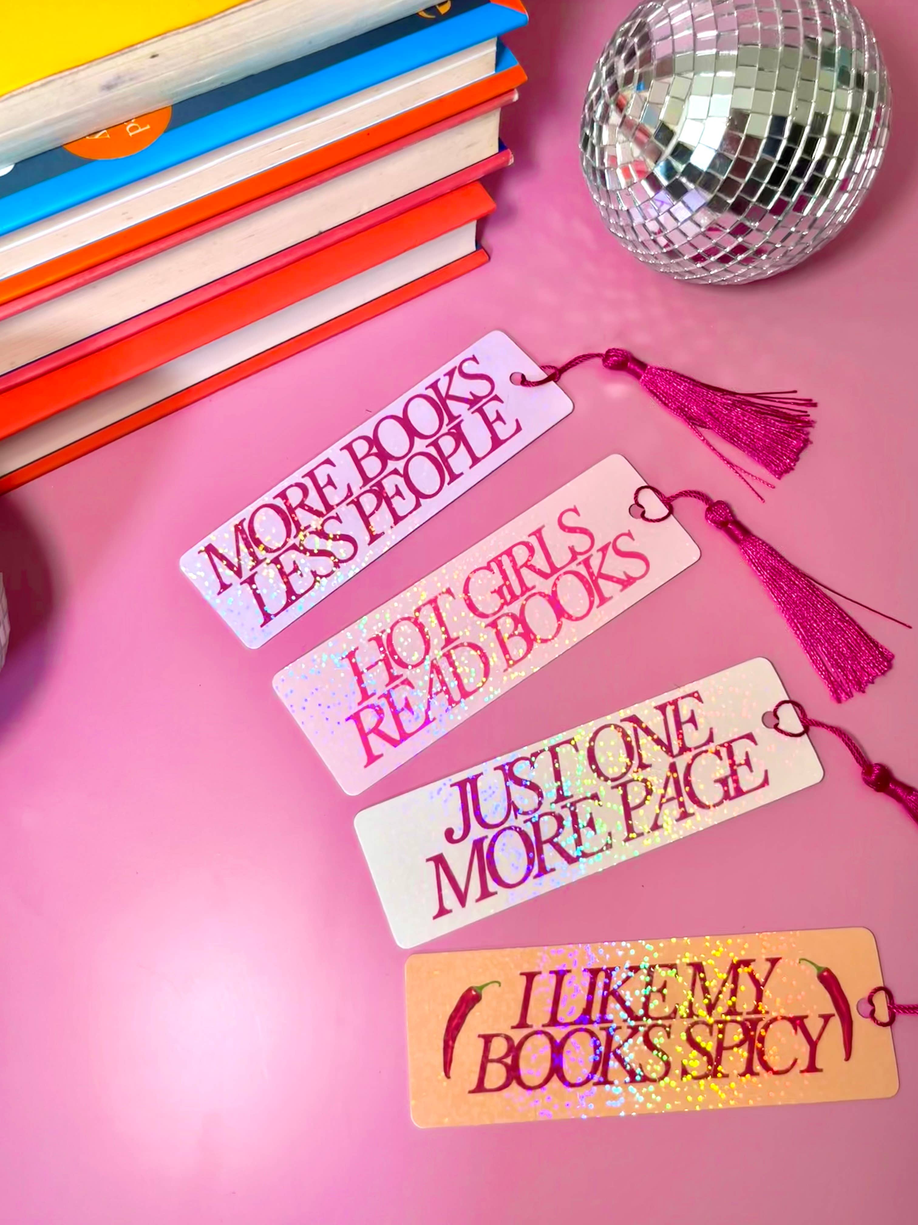 by Rosybum – wholesale Bookmark – I Like My Books Spicy Holographic Tassle Bookmark -Romantasy2