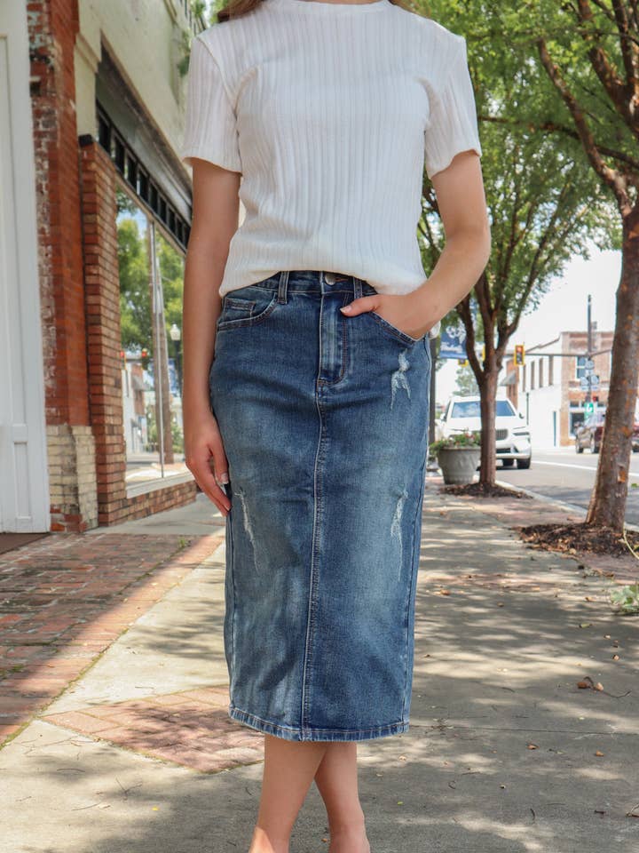 Addie Jeansrock - Vintage-Waschung für den Großhandel von Ada Faye