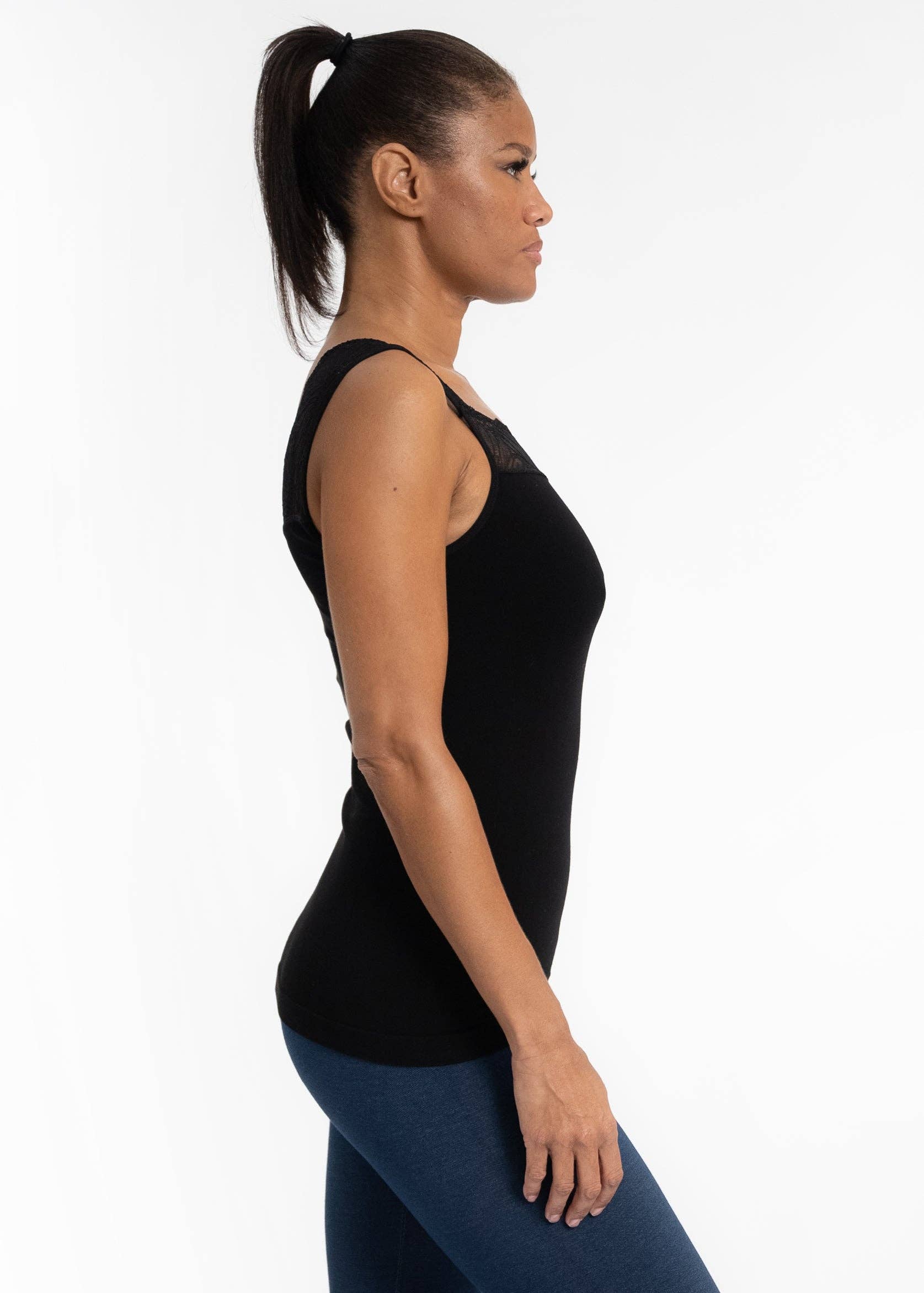 ELIETIAN - Vente Haut en maille – femme - Top réversible avec insert en dentelle21