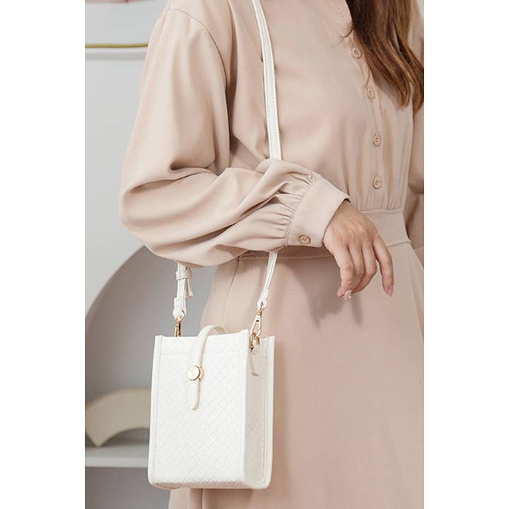 42POPS - Wholesale Crossbody Bag - Women's - ,..._ SI-26538 Woven Vegan Leather Parker Crossbody Shoulder Bag