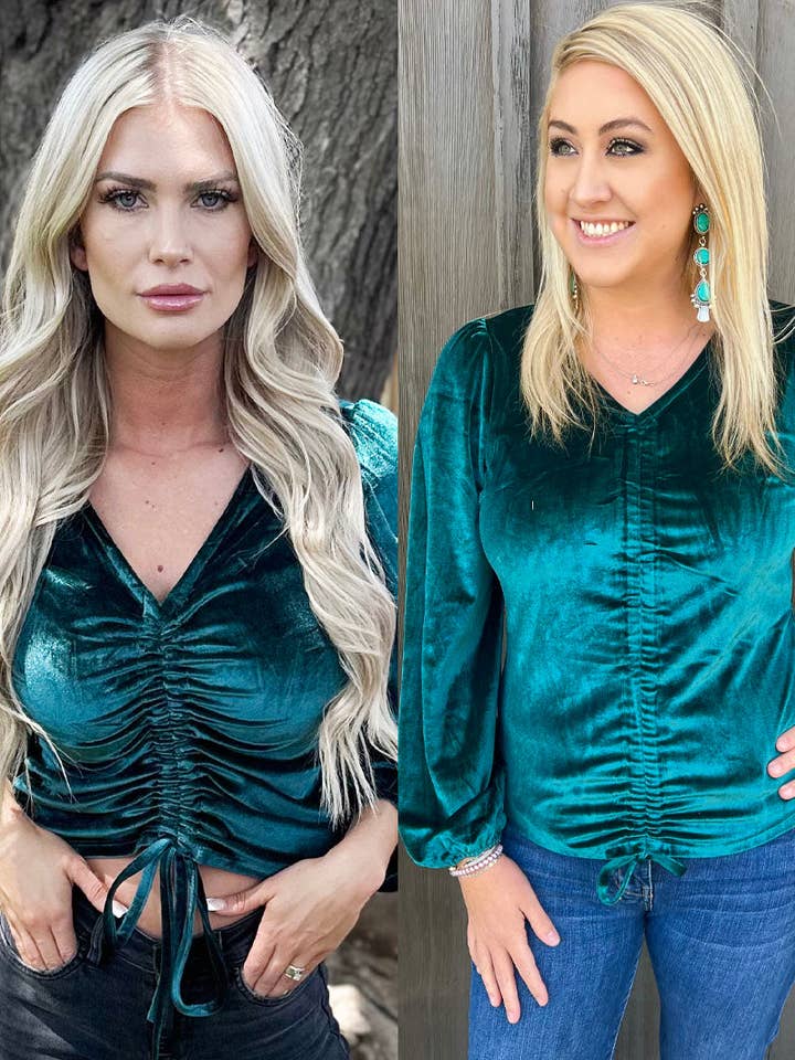 Sterling Kreek - Wholesale Blouse - Women's - Texas Twist Emerald Green Top