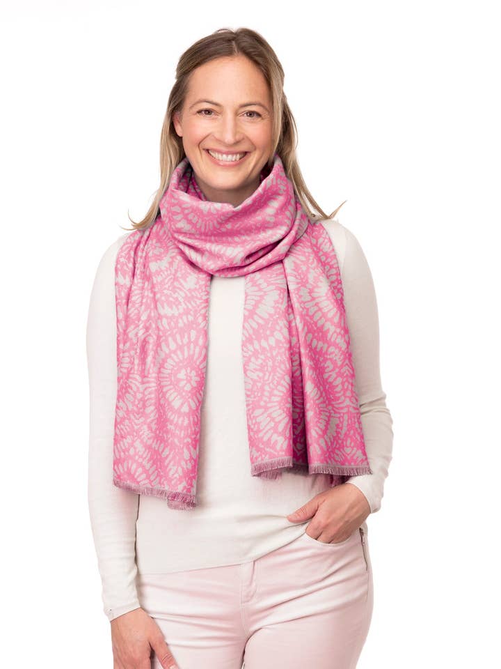 Cristina FB198 - Châle Femme Imprimé Batik Fuchsia pour la vente par Franchetti Bond