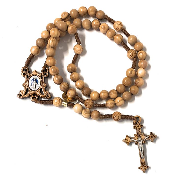 Costa Articoli Religiosi - Wholesale Prayer Beads Necklace - Rosary in olive wood and rope with box0