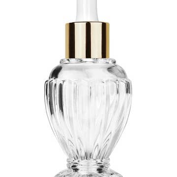 Best Bottles - Wholesale Atomizer Bottle - Diva Clear Glass Bottle White Dropper - 46ml(Multiple Caps)1