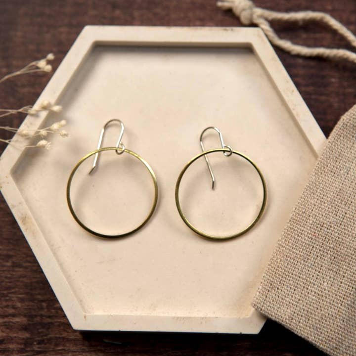 The Old Farmhouse Jewellery – wholesale Dangle earrings – Small Brass Earrings, sterling silver, brass charm, dainty3