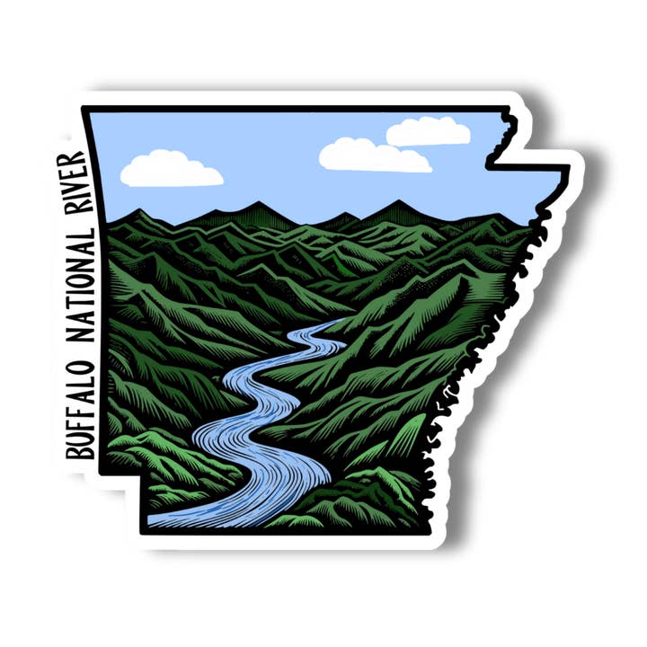Buffalo National River Arkansas State 3" Vinyl Sticker for wholesale by National Parks and Beyond