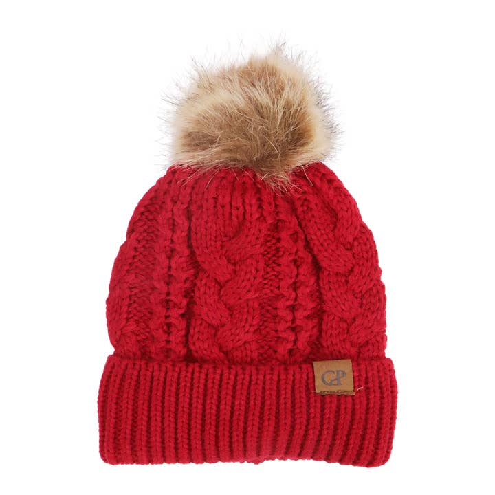 SORTIERT Spiralkabel Gestrickte Zottelige Kunstpelz-Bommelmütze für den Großhandel auf Faire6