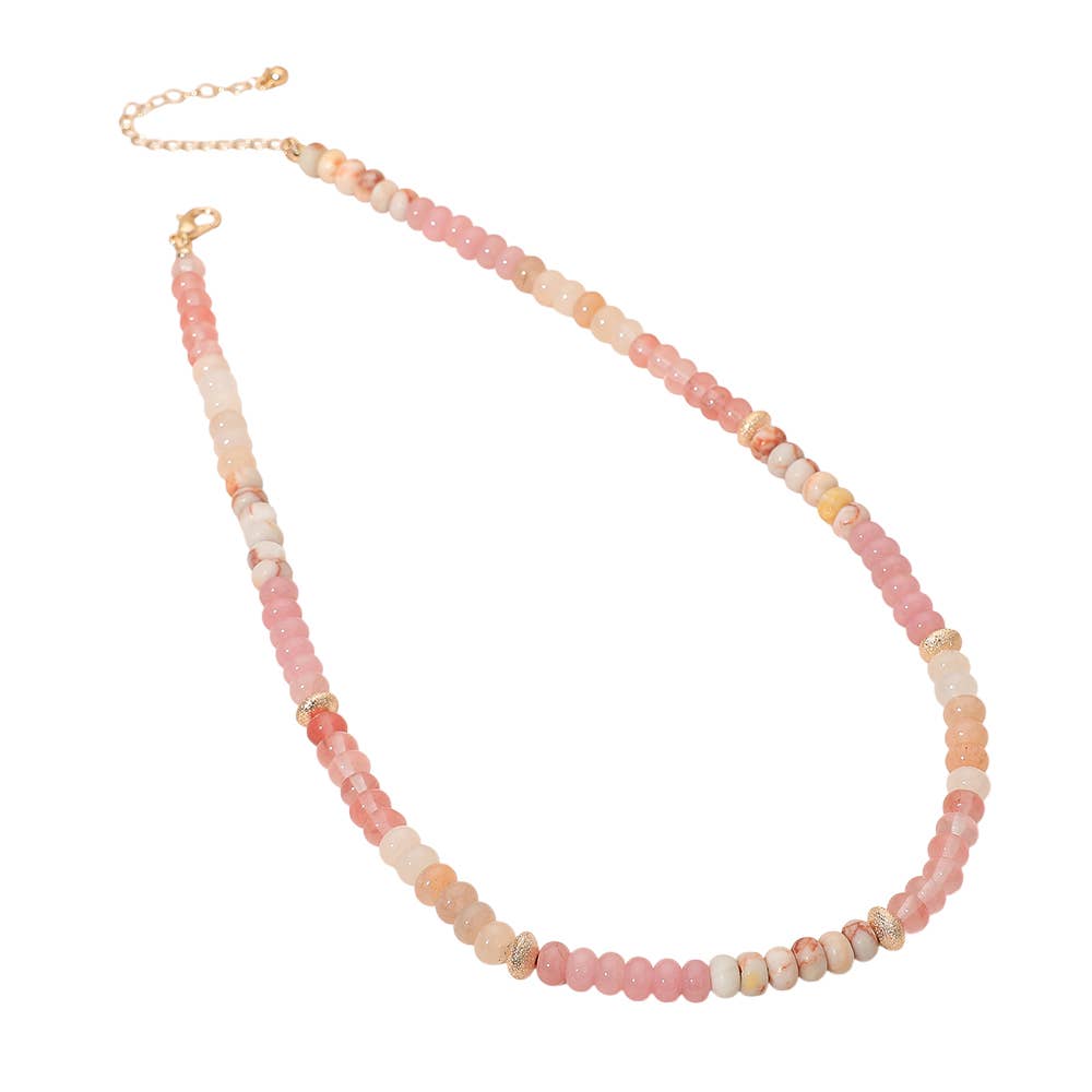 Sensibling Corp. – wholesale Beaded/pearl necklace – Gold Accent Spacer Marbled Resin Beaded Necklace5
