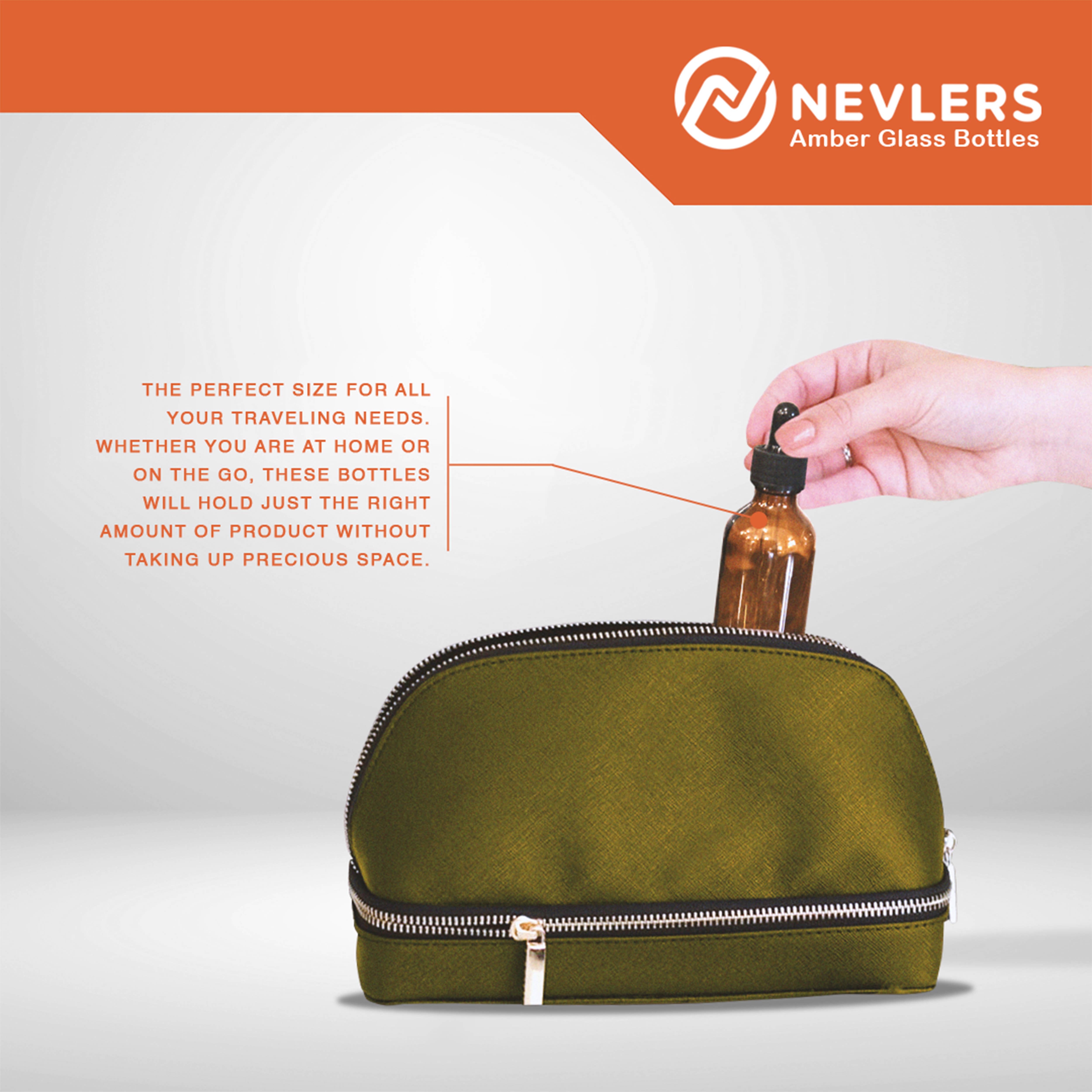 Nevlers – wholesale Travel container – Amber Glass Dropper Bottles - 2 oz. (Pack of 48)10