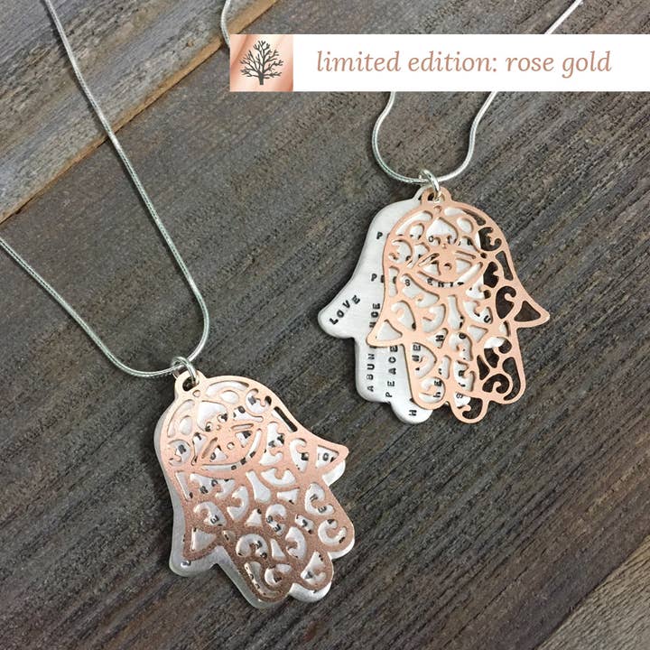 Hamsa Halsband - Roséguld för wholesale av Kathy Bransfield Jewelry
