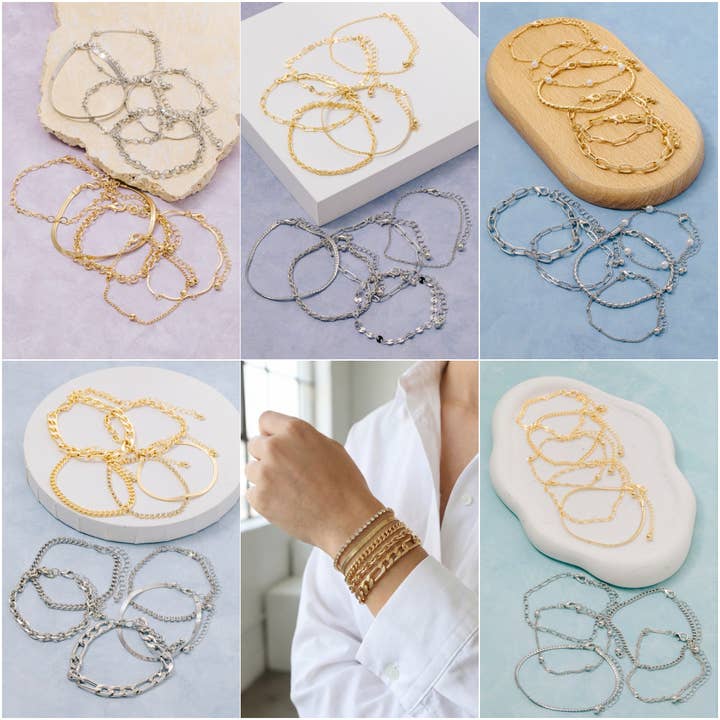 Mixed Chain Bracelet Set AB1518 1520 1522 1515 1516 for wholesale by Oblige by G