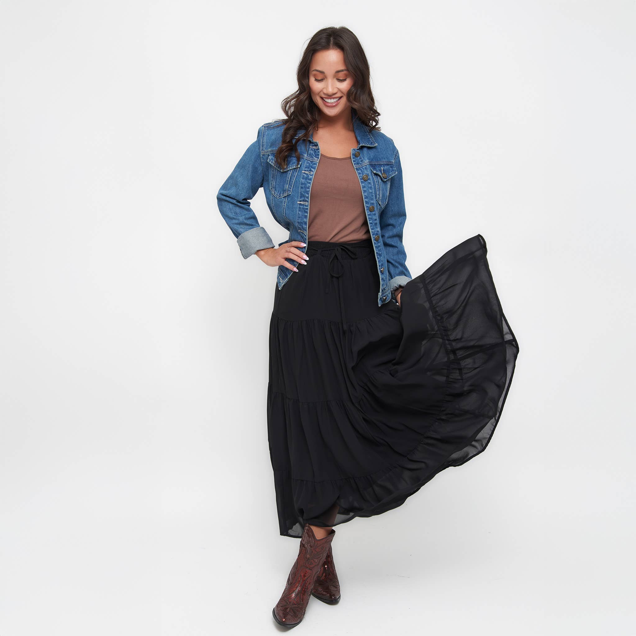 Elsie & Zoey - Vendita all'ingrosso Gonna - Donna - Gonna Maxi a Strati Hazel Georgette16