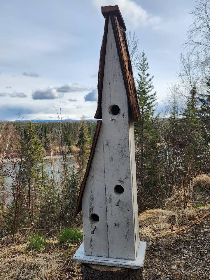 Rustic Lean-To Condo Outdoor Birdhouse (LB12) for wholesale by Flying Heart Threads