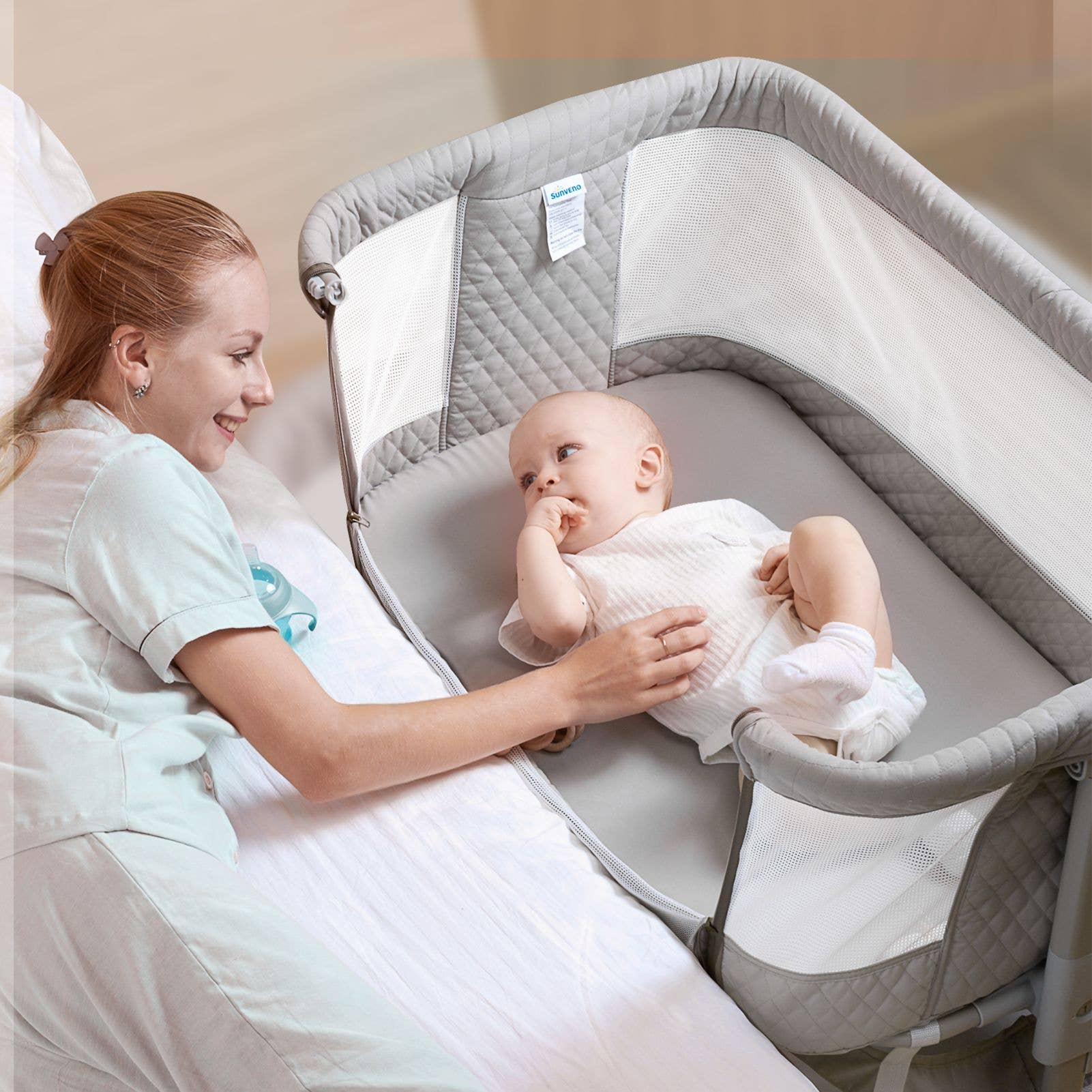 Sunveno - Wholesale Bassinet - Baby - Portable Baby Crib Bassinet with Adjustable Height 9