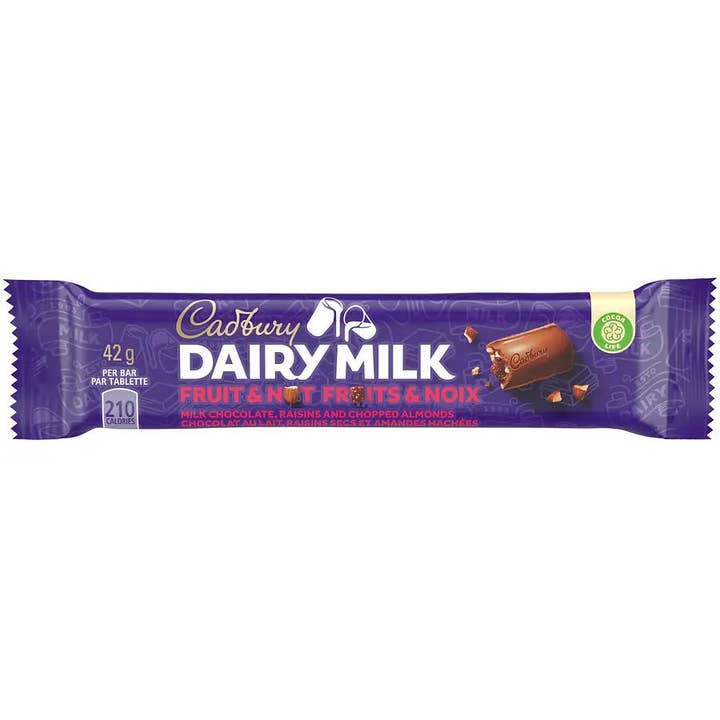 Echo Sales America - Wholesale Chocolate Bar - Cadbury Dairy Milk, Fruit & Nut - Case 24 x 42.0 g