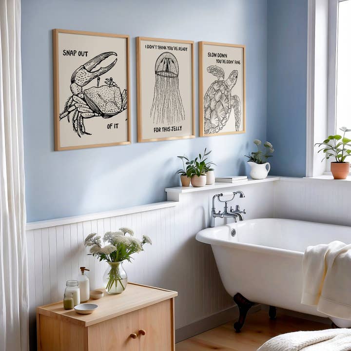 Neutrala badrumscitat Set med 3 för wholesale av Moonshine Prints