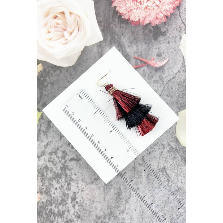 JHP Collection - Wholesale Dangle Earrings - CHEERLEADER THREE DROP TASSEL SPORT HOOK EARRINGS2