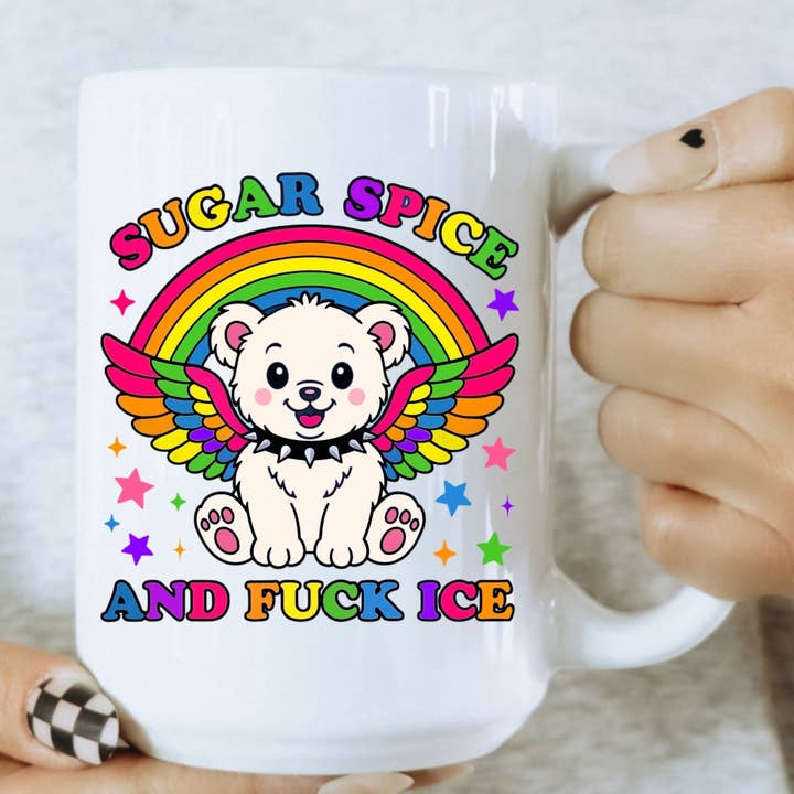 Zucker, Gewürz & Scheiß auf Eiskaffee-Tasse für den Großhandel von Ace the Pitmatian Co