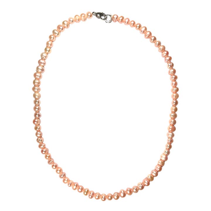 S-2 salmon freshwater pearl necklace for wholesale by Foliesbijoux