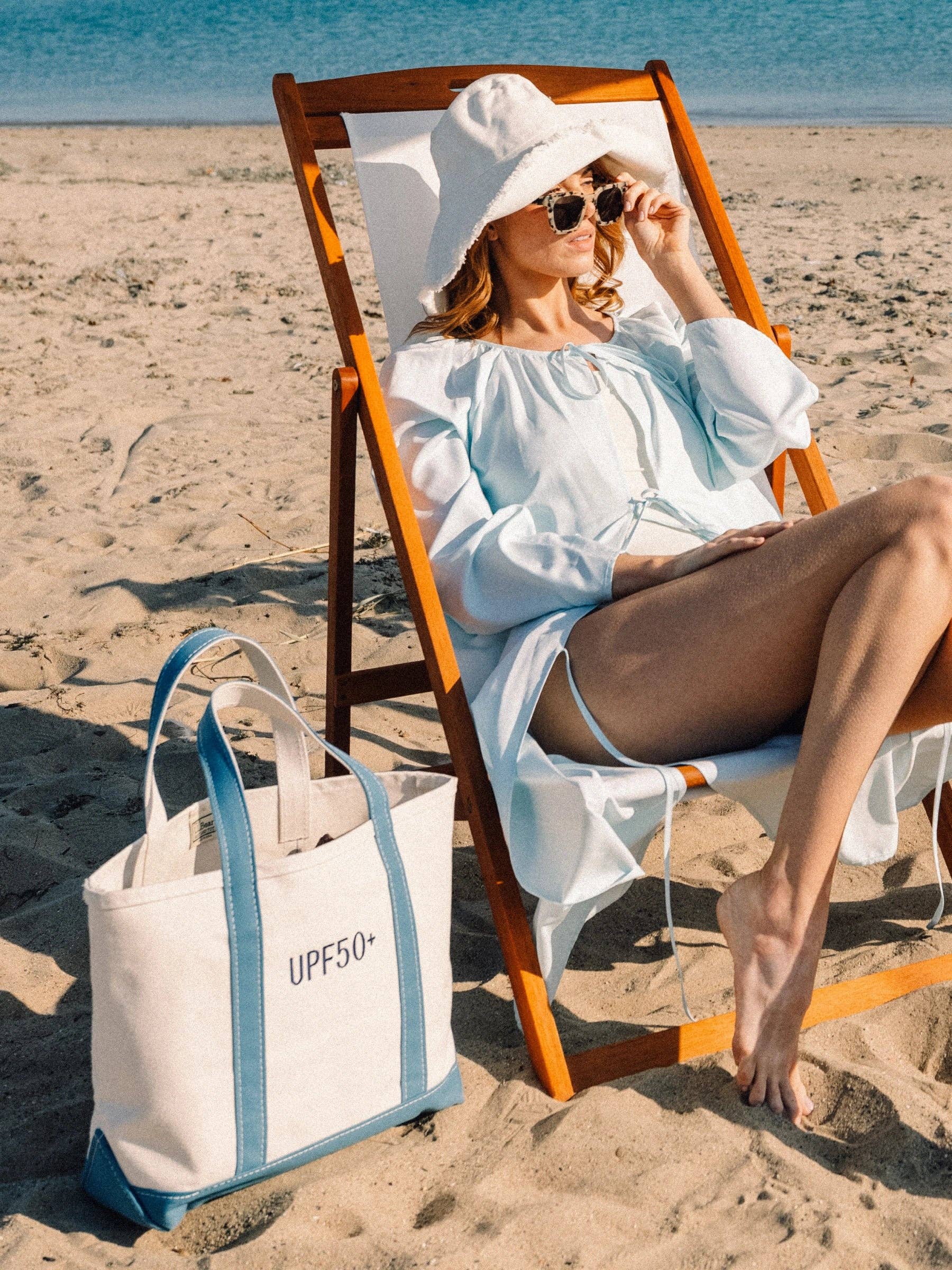 Tied Sunwear | UPF50+ Clothing - Wholesale Dress - Women's - Naomi Front-Tie Dress in Blue4