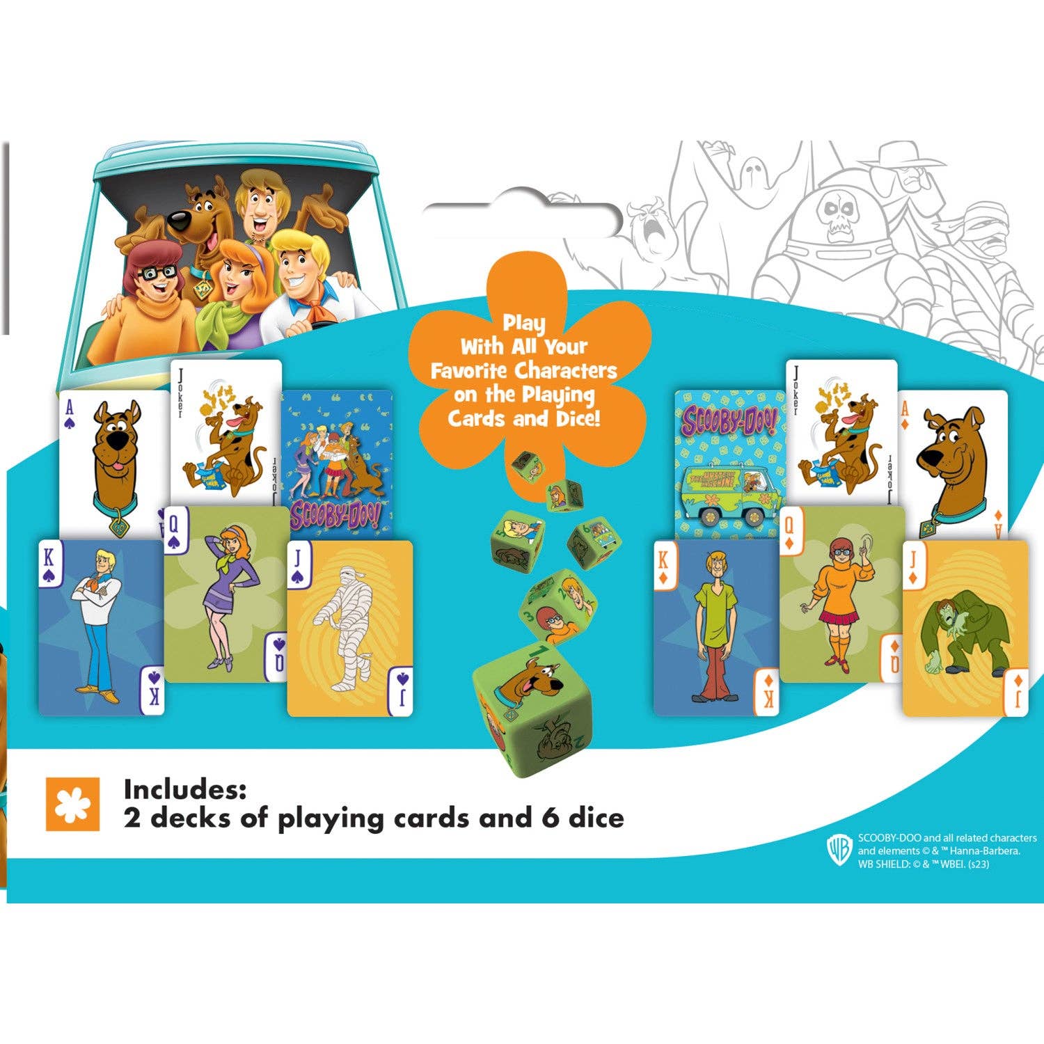 Masterpieces Puzzles - Vente Jeu de cartes - Ensemble de 2 cartes à jouer et dés Scooby Doo2