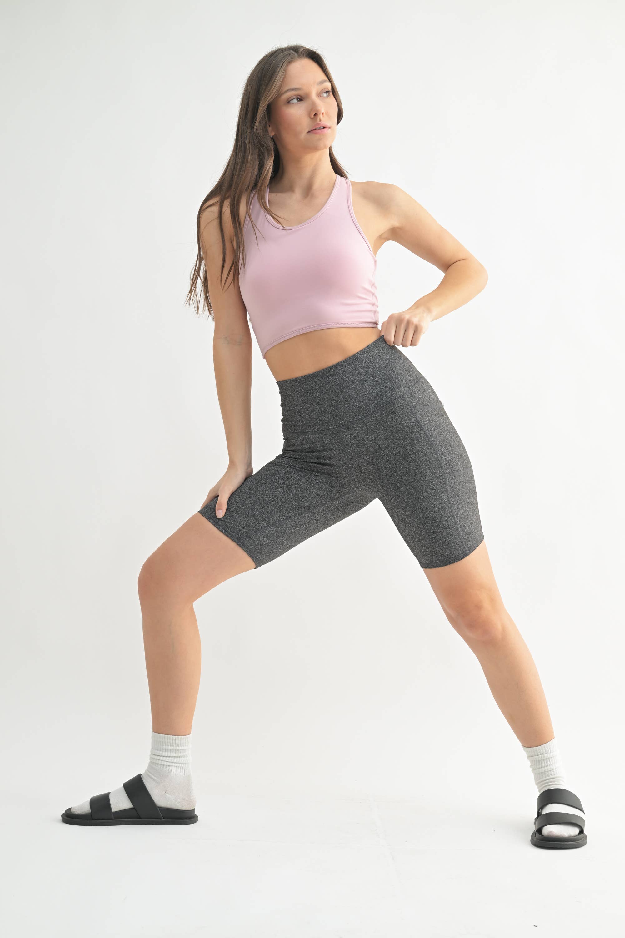 Mono B - Wholesale Athletic Shorts - Women's - Tapered Band Essential Biker Shorts3