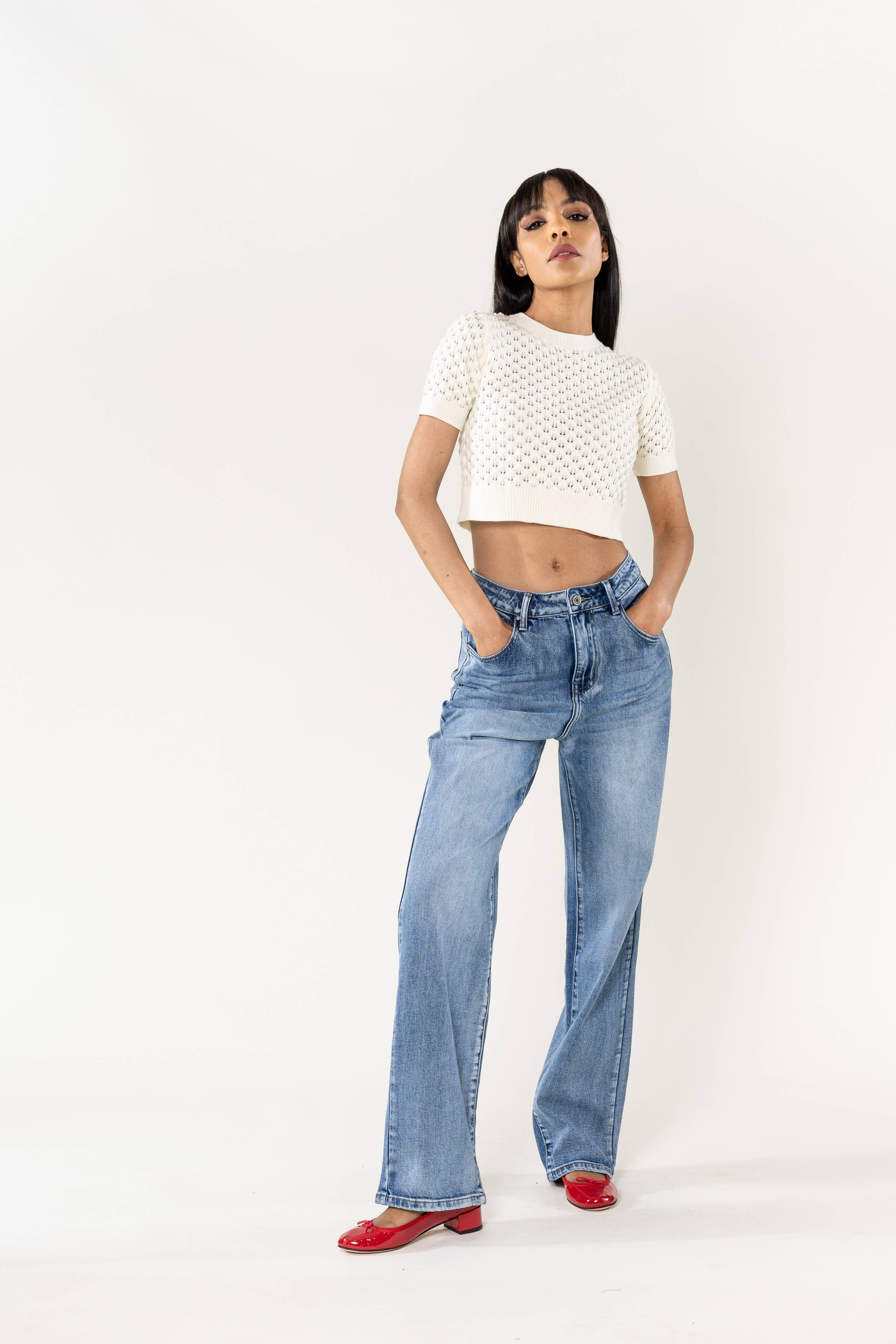 Nina Carter - Wholesale Jeans - Women's - Jean Nina Carter cotton non-stretch straight wide T0021