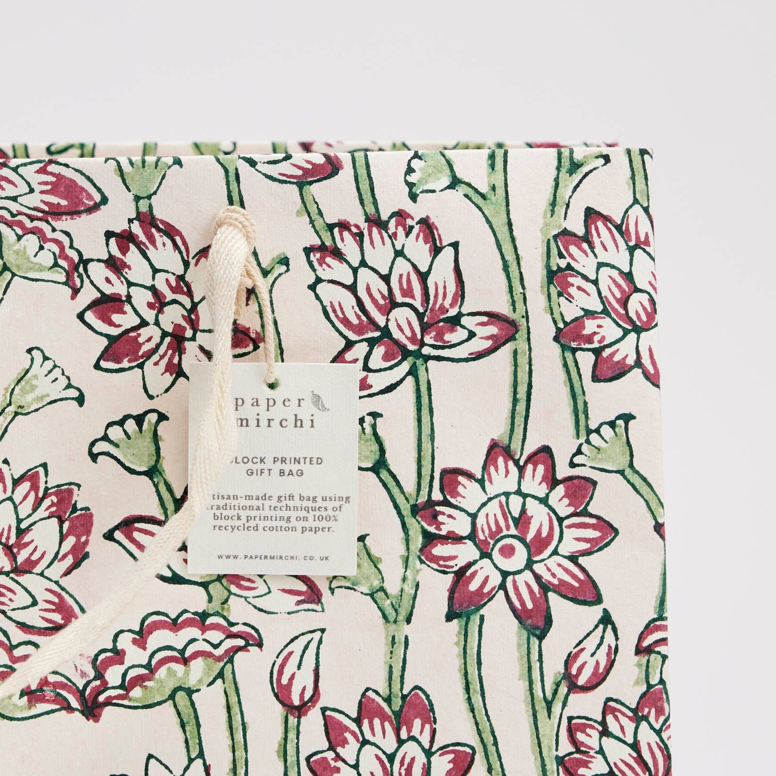 Paper Mirchi - Wholesale Gift Bag - Hand Block Printed Gift Bags (Large) - Cherry4