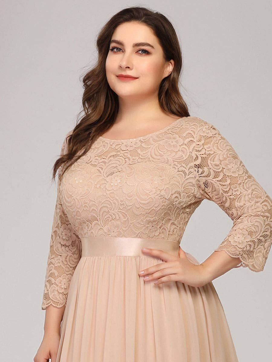 Ever-Pretty - Vente Robe de soirée – femme - Robe de demoiselle d'honneur en dentelle grande taille avec manches longues en dentelle21