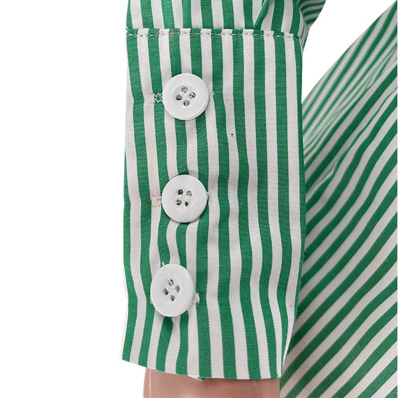 Rosa Clothing - Wholesale Top & Short Set (NOT Loungewear) - Women's - classic striped long sleeve shirt & short set holiday dressy7