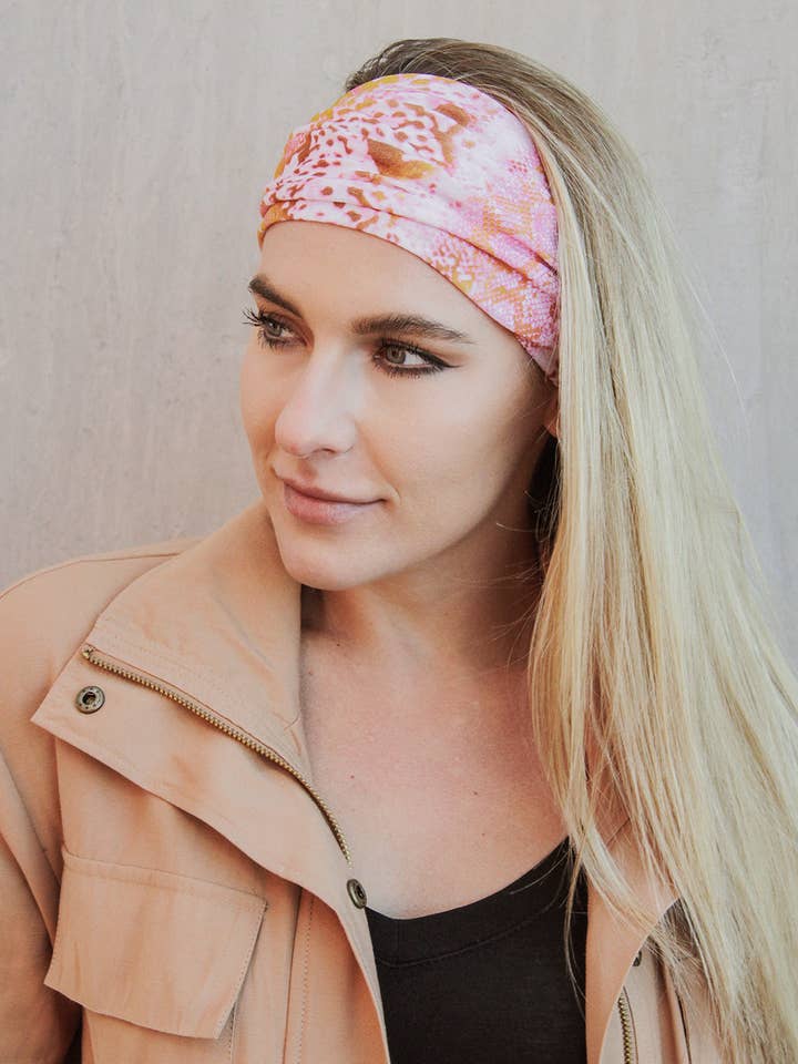 Pink Python Infinity Headwrap (Headband, Gaiter) for wholesale by BANDED