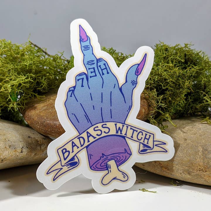 Mimic Gaming Co – wholesale Klistermärke – Badass Witch Zombie långfinger klistermärke - 3"0