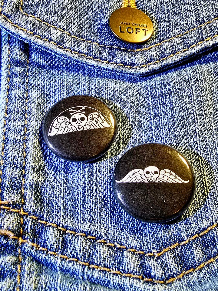 Memento Mori Set of Buttons // One Inch Punk Buttons for wholesale by Femmearchist