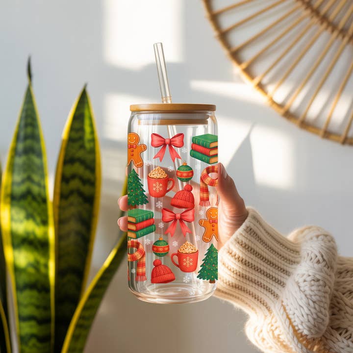 Alt Booket Til Jul Krus Med Låg Og Sugerør for engroshandel hos CoRo & Company