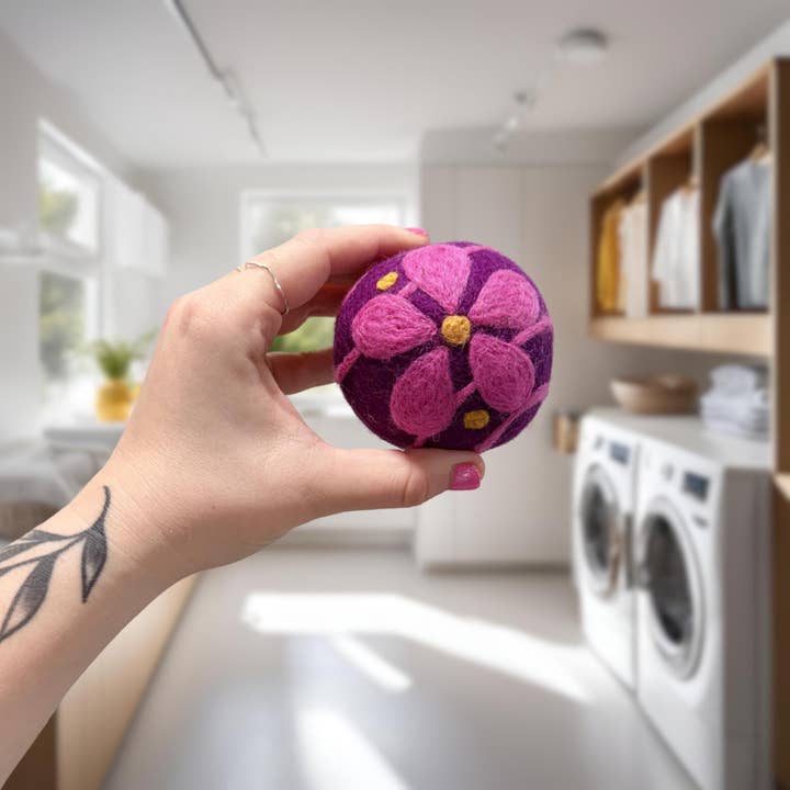 Organic Wool Dryer Balls--Purple Daisy Wrap for wholesale by Porter Lee's