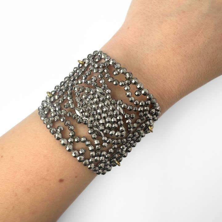 Lulu’s Petals - Wholesale Link & chain bracelet - Repurposed Vintage French steel cut shoe buckle bracelet2
