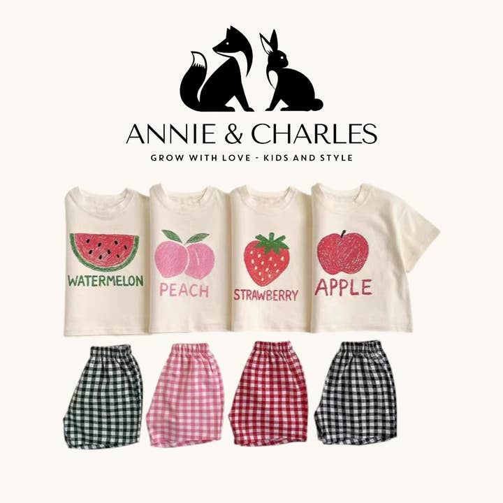 Annie & Charles® Ensemble d'été Fruchtzauber en coton biologique pour la vente par Annie & Charles