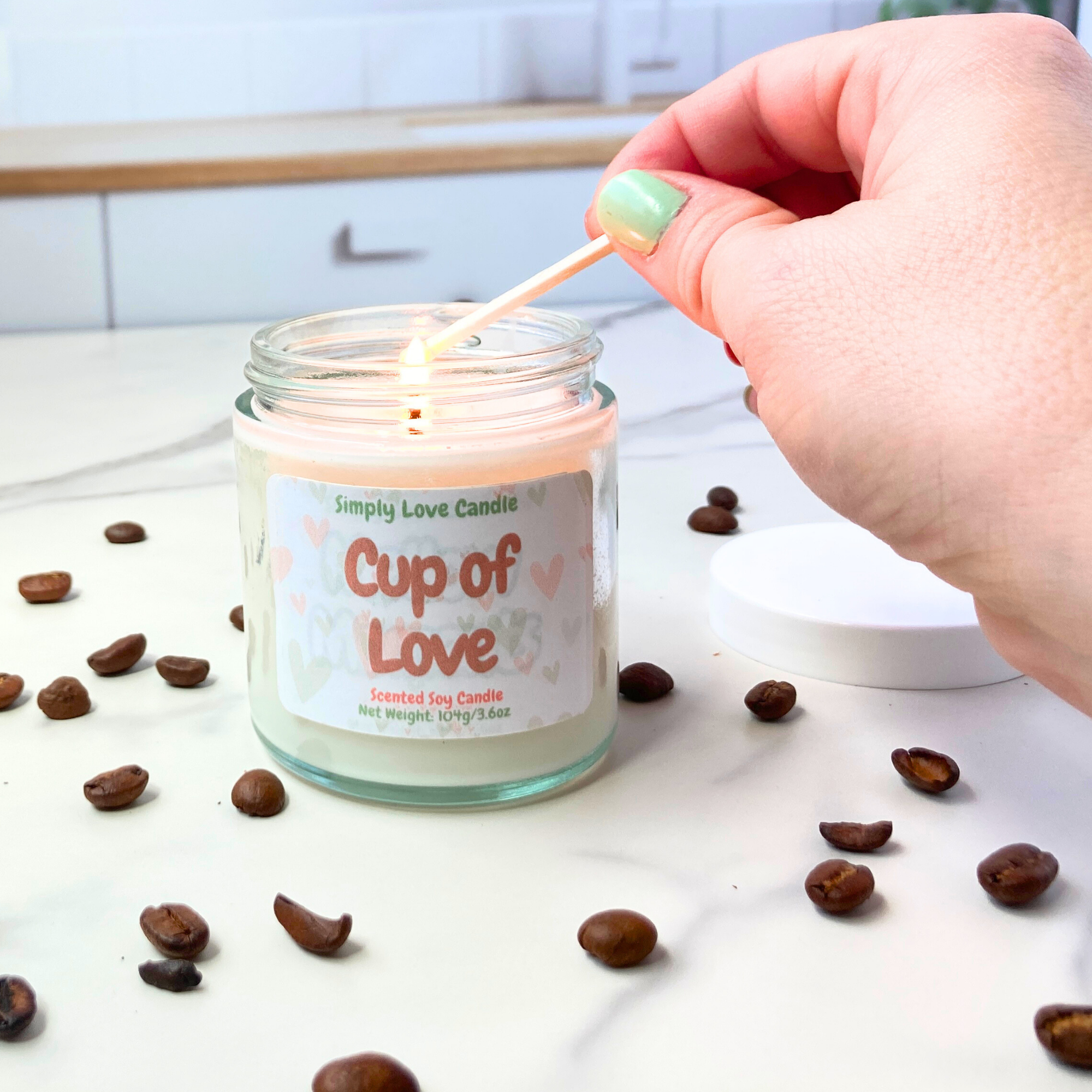 Simply Love Candle - Wholesale Jar/Filled Candle - Coffee 3.6 oz Candle | Soy Candle in Glass Jar with Lid1