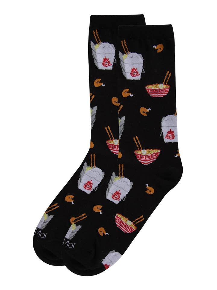 Infinity Classics International Inc. - Vente Chaussettes – femme - Chaussettes Crew MeMoi Let's Order Takeout Bamboo Blend2