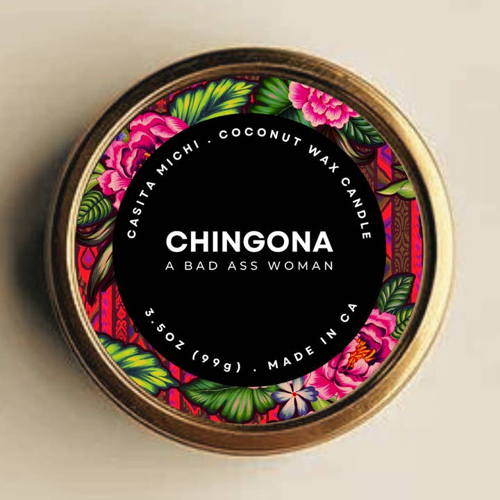 A Bad Ass Woman (CHINGONA) Candle Tin, 3.5oz for wholesale by CASITA MICHI