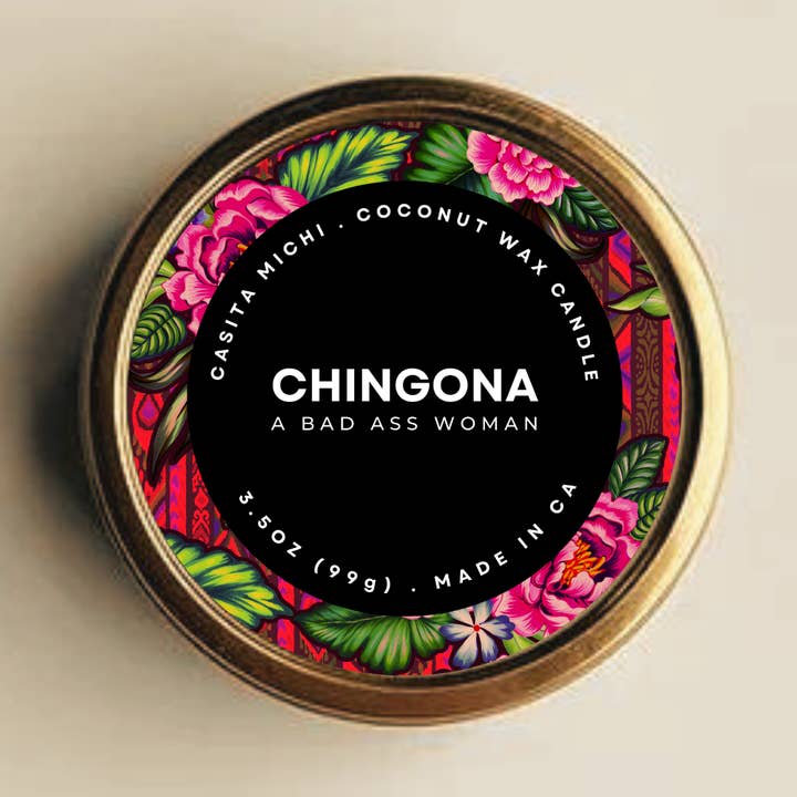 A Bad Ass Woman (CHINGONA) Candle Tin, 3.5oz for wholesale by CASITA MICHI