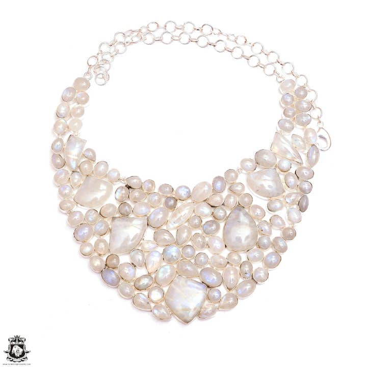 1415± Cts Rainbow Moonstone Genuine Gemstone Necklace BNC3 for wholesale by SARAH DESIGNS JEWELRY