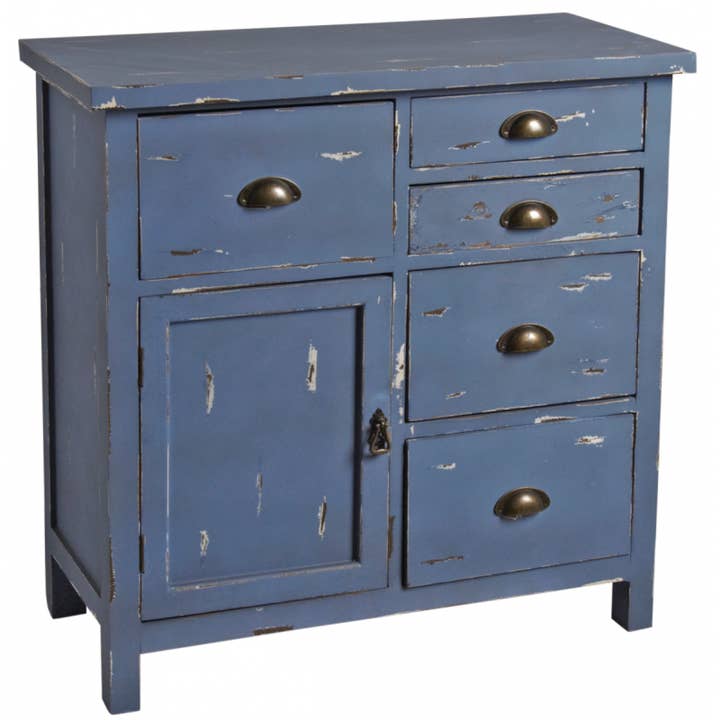 Aubry Gaspard - Wholesale Cabinet - Antique blue wooden dresser