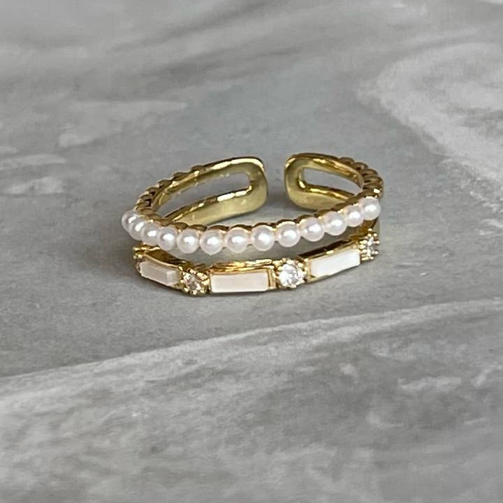 Loli - Wholesale Multi-stone ring - Minimal Modern Sparkling Gemstone Adjustable Ring, Sleek13