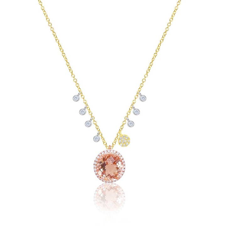 Collana con Ciondolo in Morganite a Tre Toni Oro per la vendita all'ingrosso da parte di Meira T