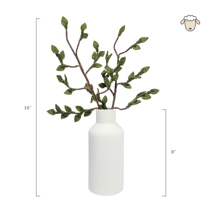 Sheep Farm Felt - Wholesale Artificial Plant - Green Foliage | 16" Stem