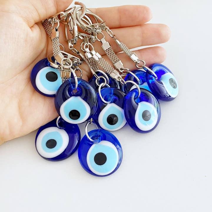 Karens Line - Vente Porte-clés – femme - Porte-clés en forme de cercle en verre Evil Eye4