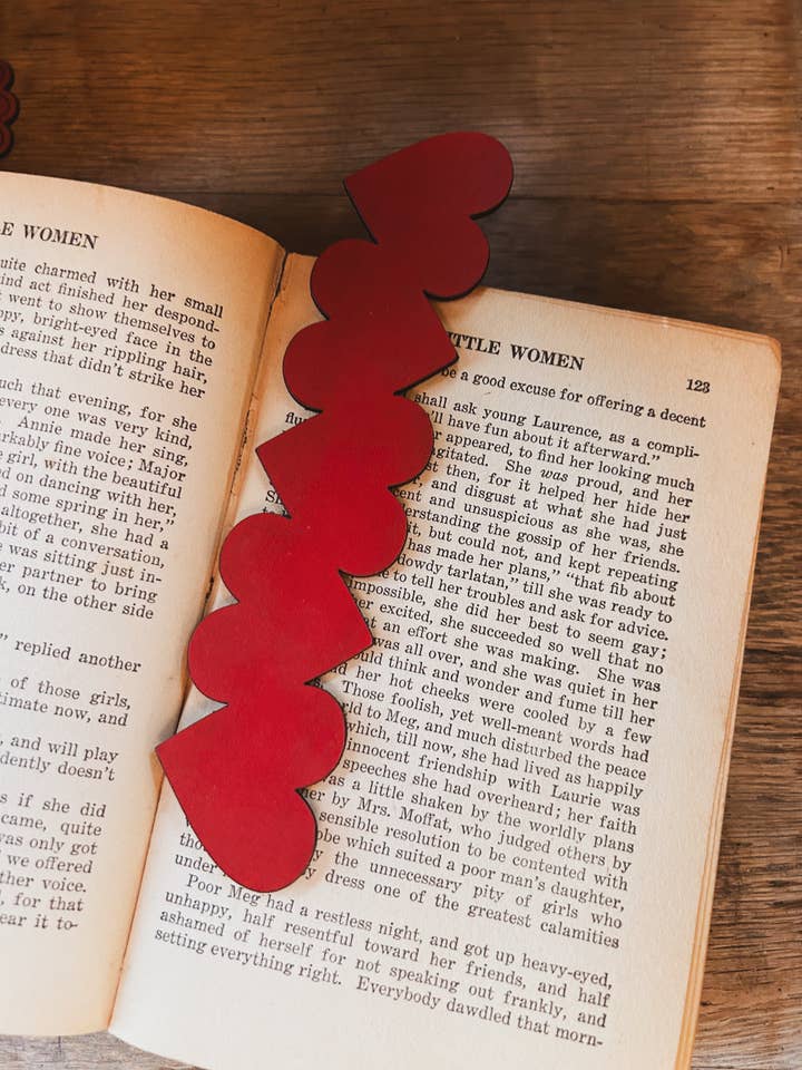 String of Hearts Leather Bookmark for wholesale by Left Grain